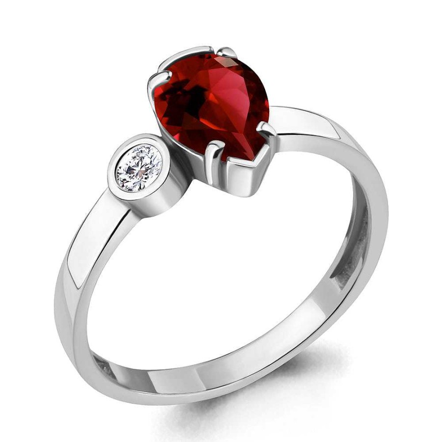 Ringe AQUAMARINE Jewelry | Silber Ring Mit Granat Und Zirkonia, Rot