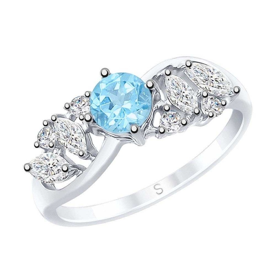 Ringe SOKOLOV Jewelry | Silber Ring Mit Topas Und Zirkonia, Blau