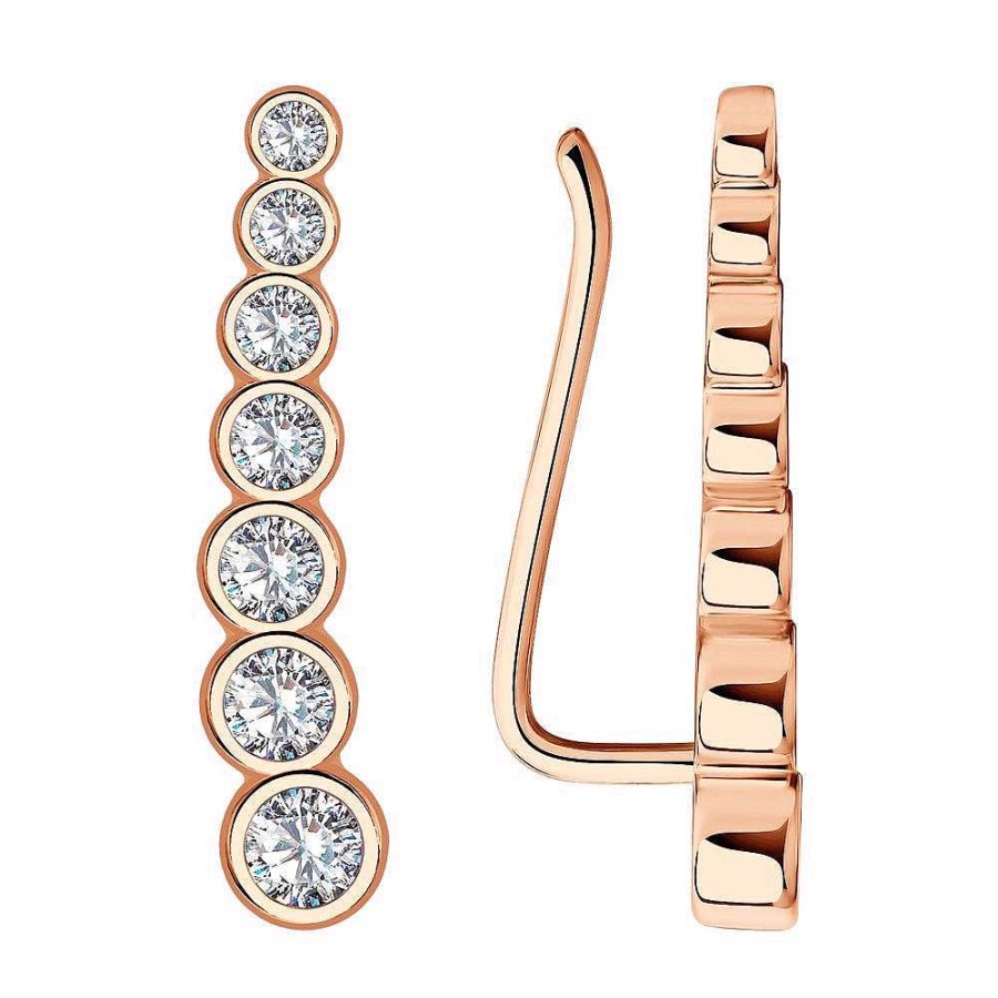 Ohrringe SOKOLOV Jewelry | Silber Ear Cuffs Vergoldet Mit Zirkonia, Wei