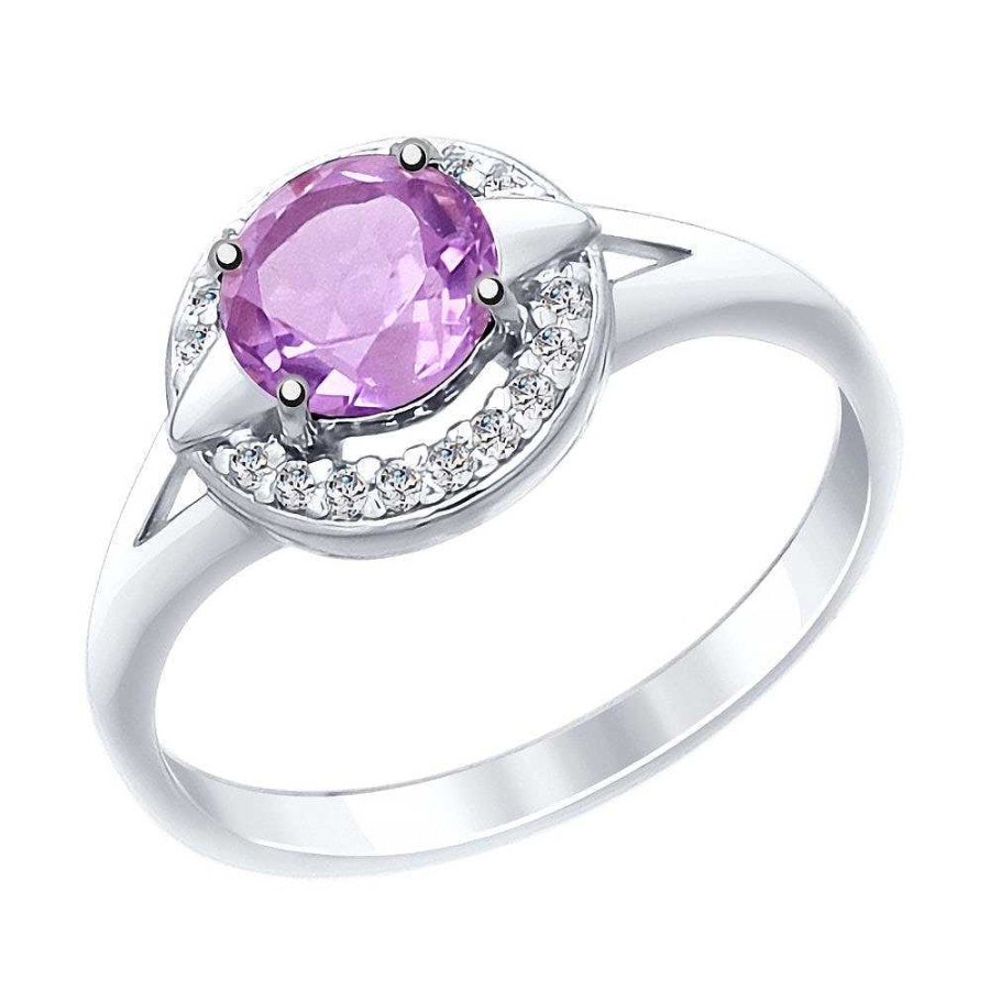 Ringe SOKOLOV Jewelry | Silber Ring Mit Amethyst Und Zirkonia, Violett