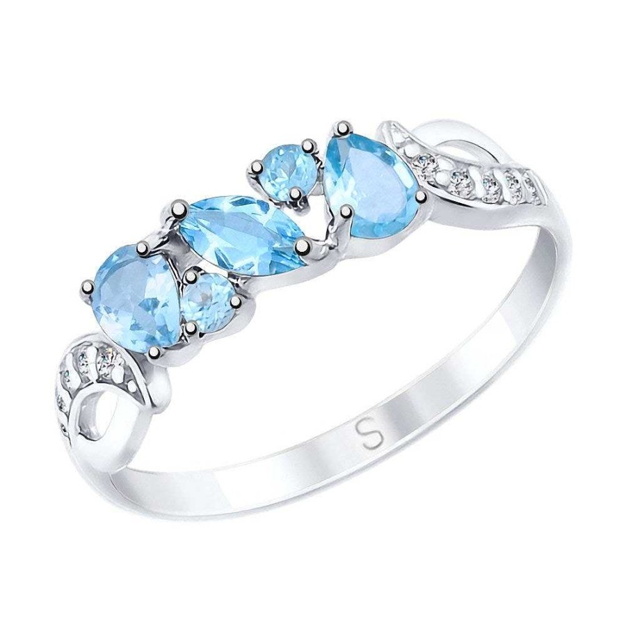 Ringe SOKOLOV Jewelry | Silber Ring Mit Topas Und Zirkonia, Blau