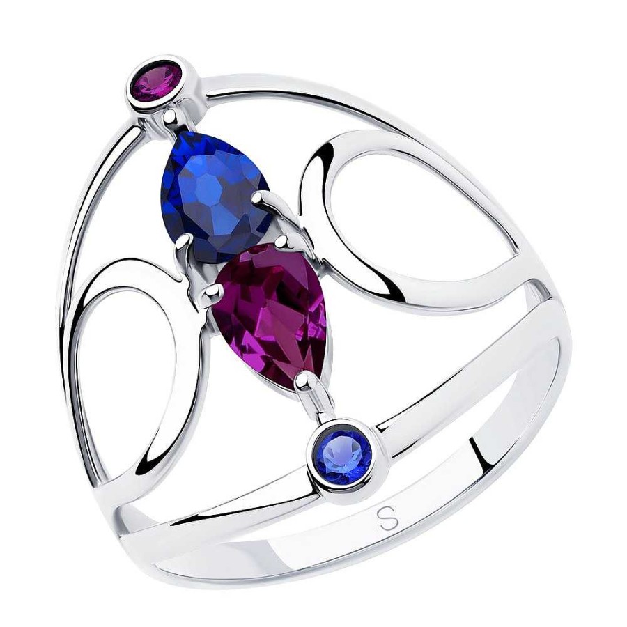 Ringe SOKOLOV Jewelry | Silber Ring Mit Zirkonia, Violett/Blau