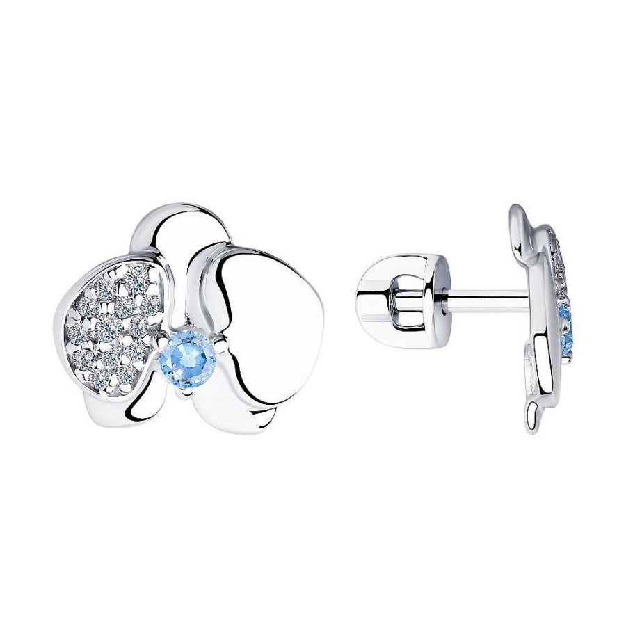 Ohrringe SOKOLOV Jewelry | Silber Ohrstecker Mit Zirkonia, Blau