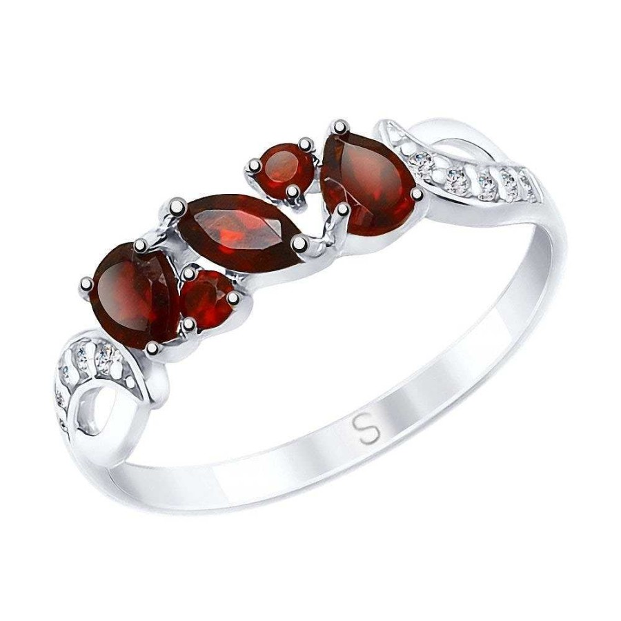 Ringe SOKOLOV Jewelry | Silber Ring Mit Granat Und Zirkonia, Rot