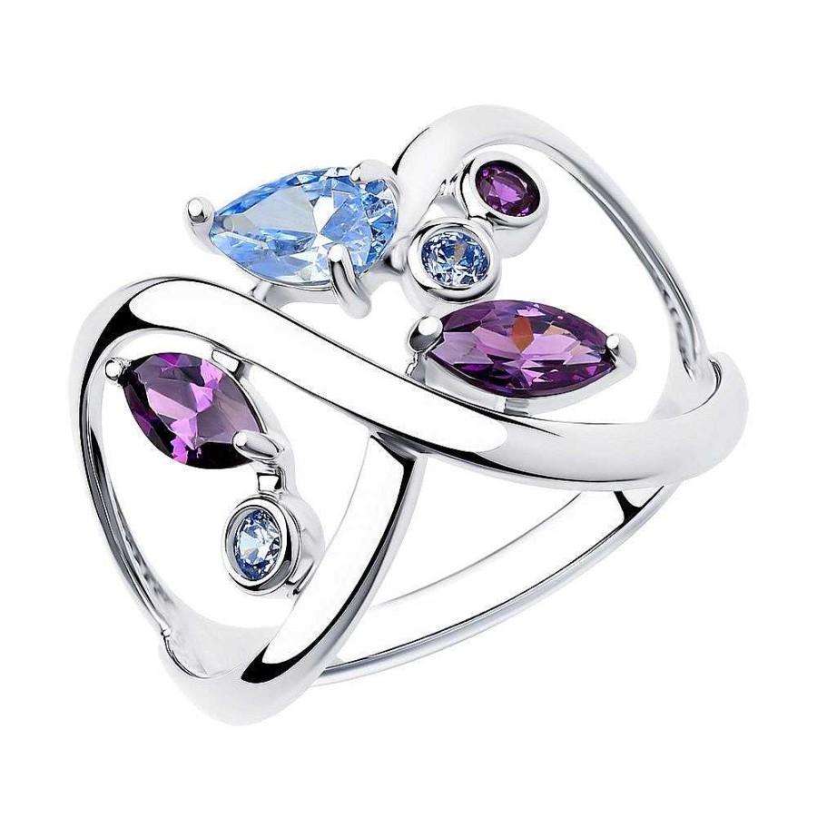 Ringe SOKOLOV Jewelry | Silber Ring Mit Zirkonia, Violett/Blau