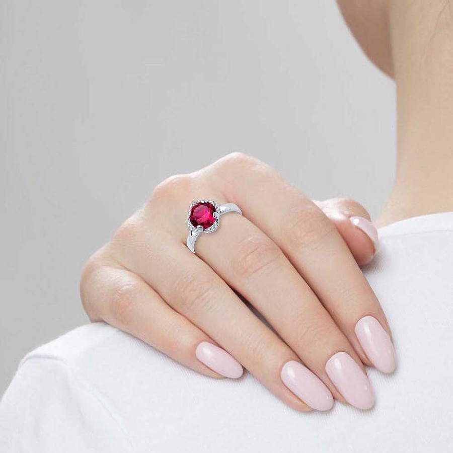 Ringe SOKOLOV Jewelry | Silber Ring Mit Rubin Und Zirkonia, Pink