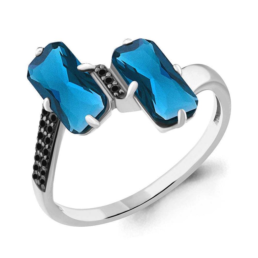 Ringe AQUAMARINE Jewelry | Silber Ring Mit London Blue Topas Und Zirkonia, Blau