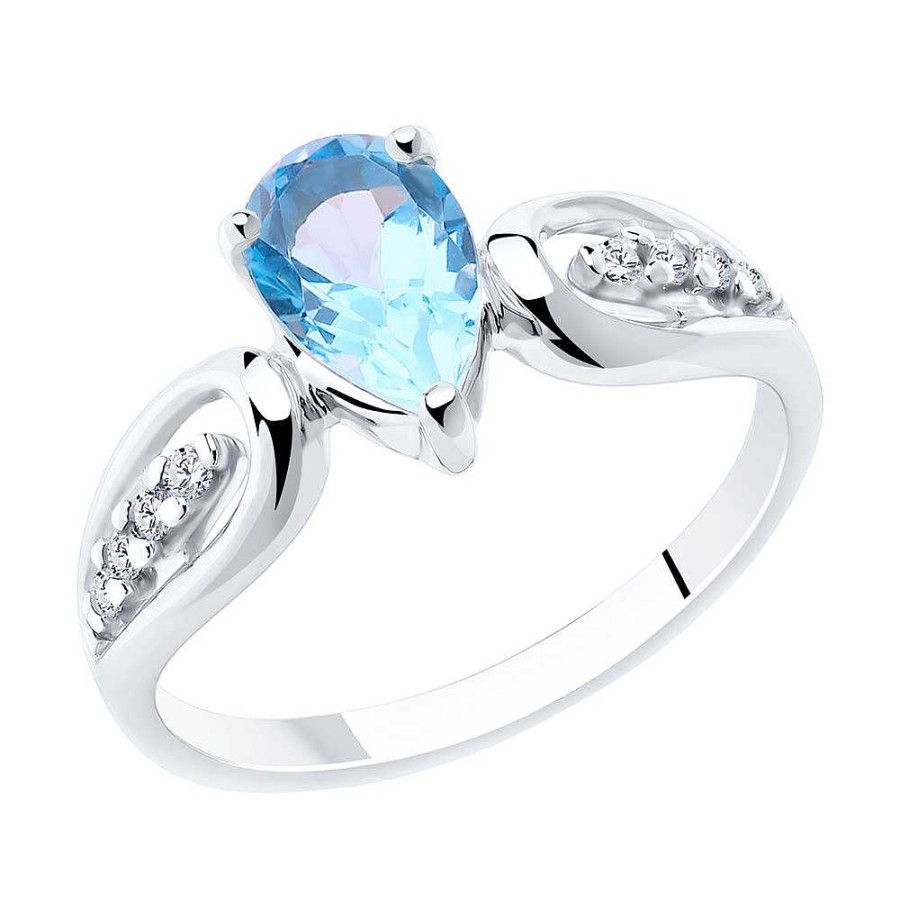 Ringe SOKOLOV Jewelry | Silber Ring Mit Topas Und Zirkonia, Blau