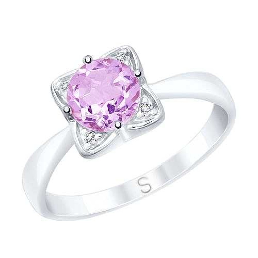 Ringe SOKOLOV Jewelry | Silber Ring Mit Amethyst Und Zirkonia, Violett