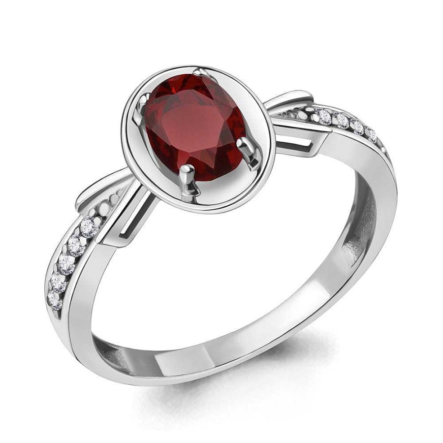 Ringe AQUAMARINE Jewelry | Silber Ring Mit Granat Und Zirkonia, Rot