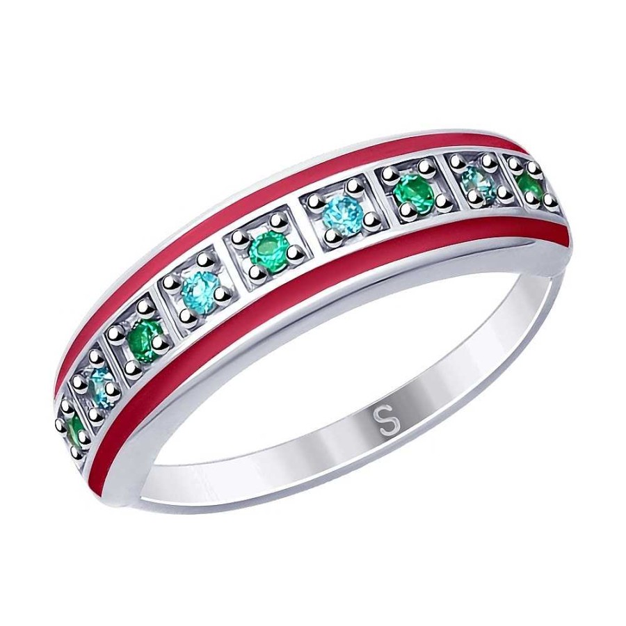 Ringe SOKOLOV Jewelry | Silber Ring Mit Emaille Und Zirkonia, Multicolor