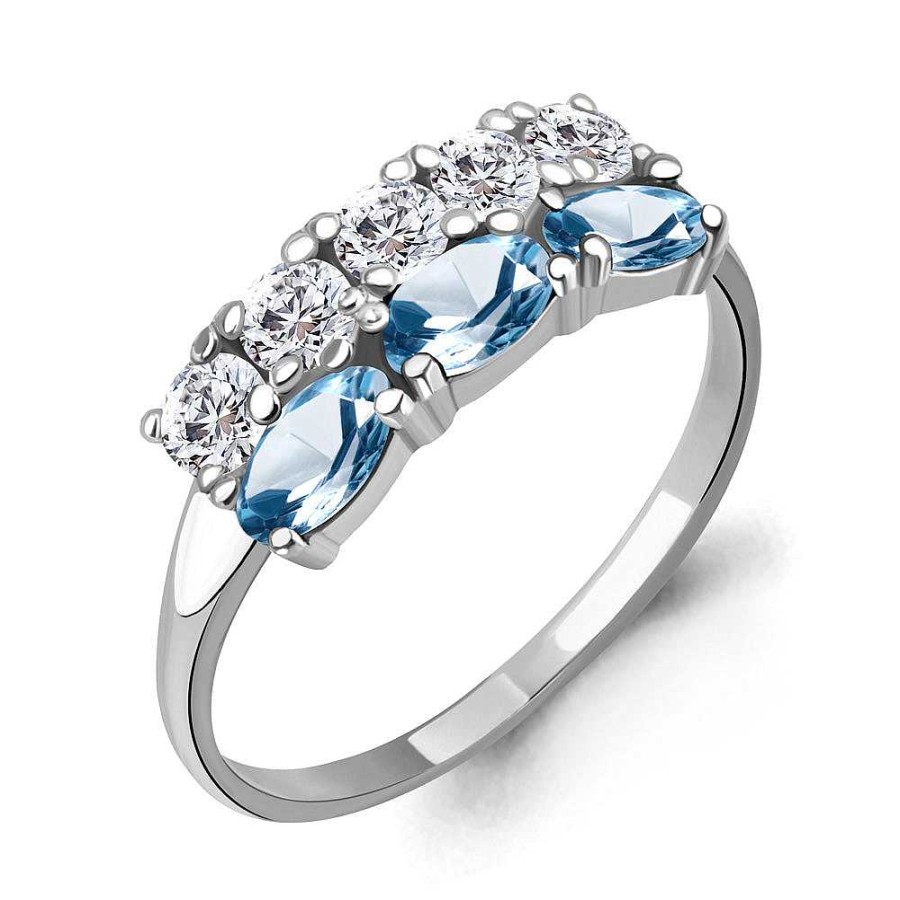 Ringe AQUAMARINE Jewelry | Silber Ring Mit Topas Und Zirkonia, Blau