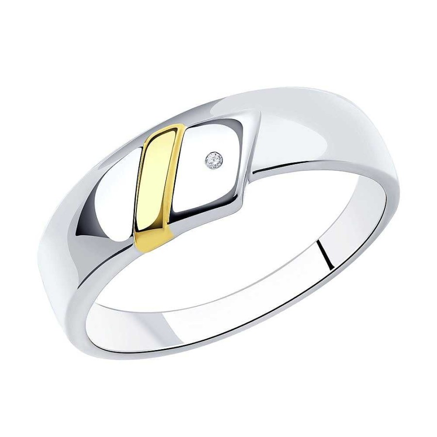 Ringe SOKOLOV Jewelry | Silber Ring Vergoldet Mit Brillant, Wei