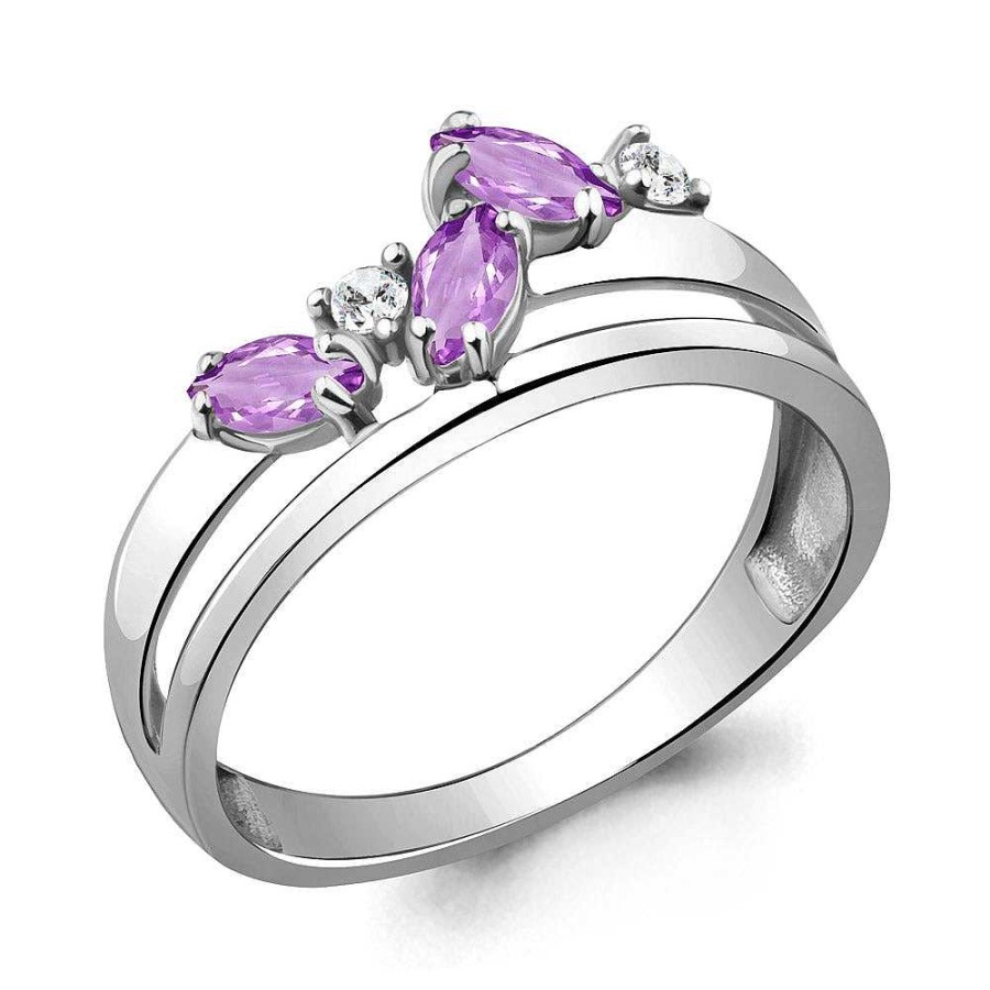 Ringe AQUAMARINE Jewelry | Silber Ring Mit Amethyst Und Zirkonia, Violett