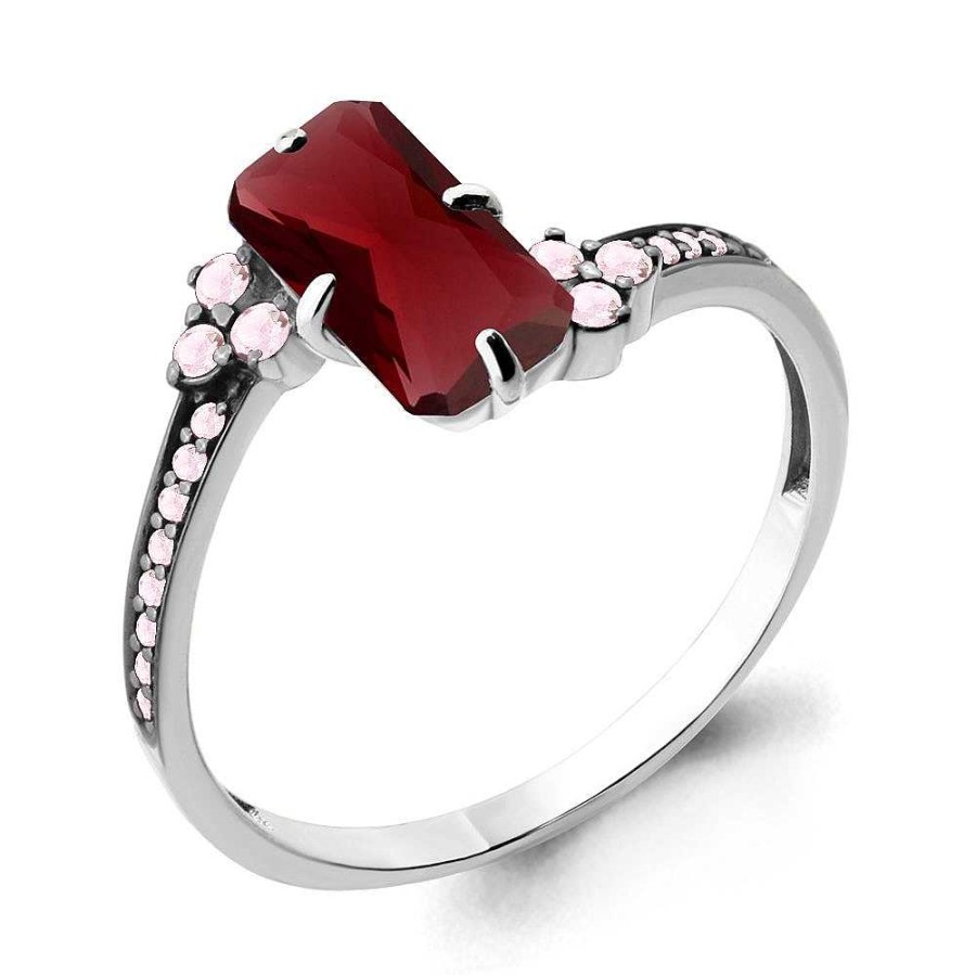 Ringe AQUAMARINE Jewelry | Silber Ring Mit Granat Und Zirkonia, Rot